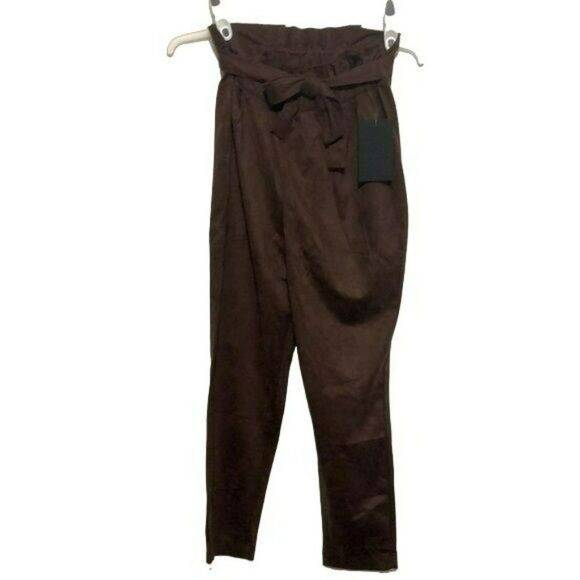 Bagatelle Brown Stretch Pants M Elastic Waist Tie - Picture 1 of 8